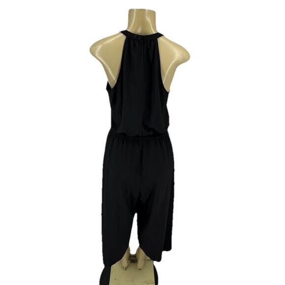 Athleta Size 6 Women Mercer Romper Jumpsuit Wide Leg Quick Dry Black 19” In BD4 - Picture 4 of 11